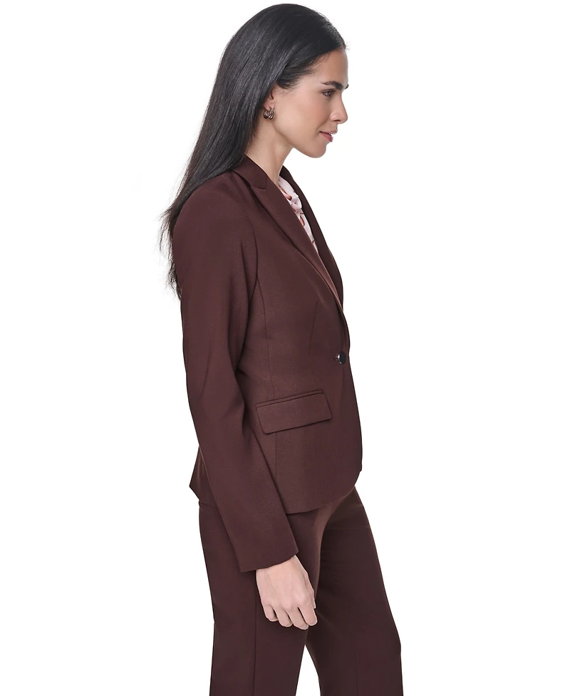 Calvin Klein Petite Notch Collar One-Button Jacket