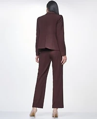 Calvin Klein Petite Notch Collar One Button Jacket Printed Cowl Neck Sleeveless Blouse Mid Rise Straight Pants