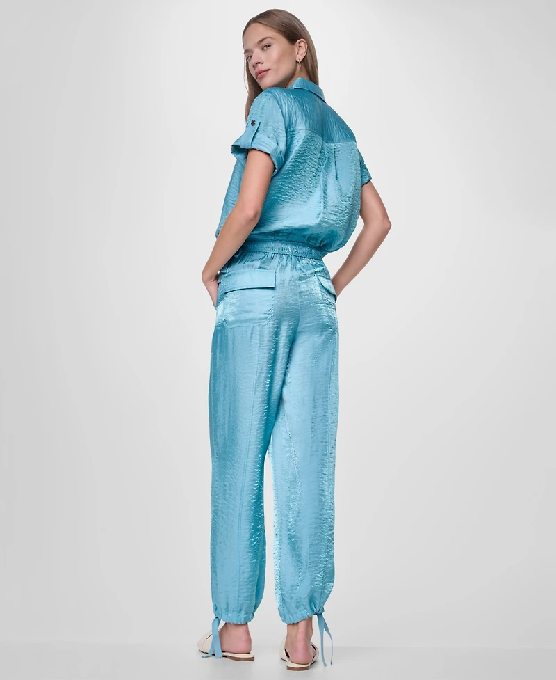 Dkny Women's Short-Sleeve Roll Tab Twinkle Camp Shirt
