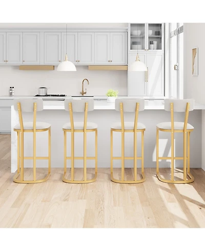 gaomon Set of Counter Height Metal Bar Stools with Upholstered Back