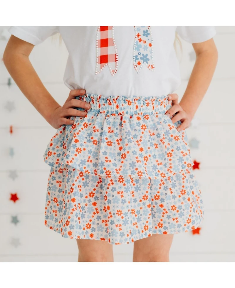 Sweet Wink Toddler Girls Patriotic Floral Skort
