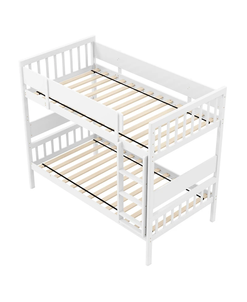 Slickblue Bunk Bed with Ladder and Full-Length Guardrails for Kids