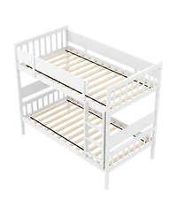 Slickblue Bunk Bed with Ladder and Full-Length Guardrails for Kids