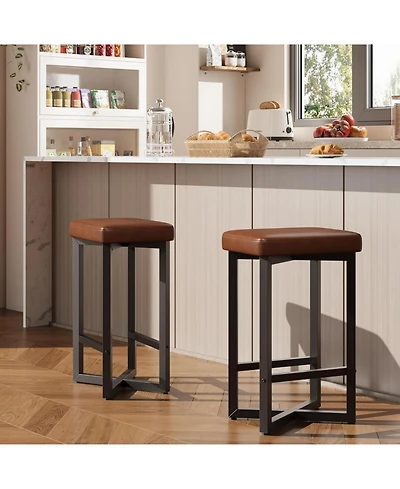 gaomon Dining Chair Bar Stools Set of 2 ,Counter Height Backless Barstools for Kitchen Dining Room