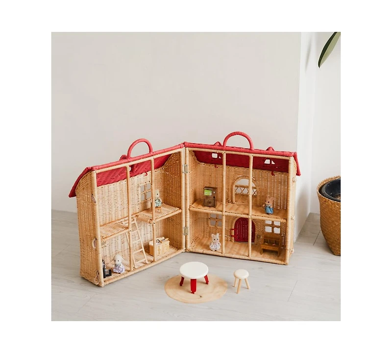 Momiji Amy Handcrafted Rattan Dollhouse Tote with Top Handle - Wicker