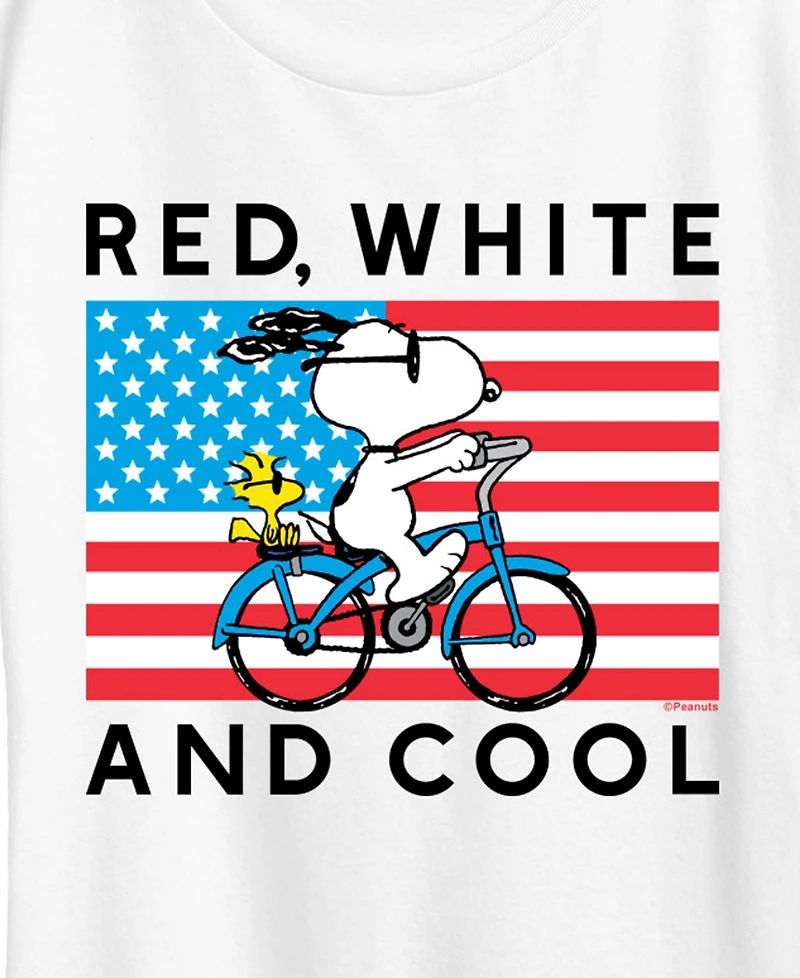 Hybrid Apparel Plus Peanuts Red White and Cool Bike Short-Sleeve Graphic T-Shirt