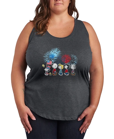 Hybrid Apparel Plus Size Peanuts Usa Parade Racerback Graphic Tank Top