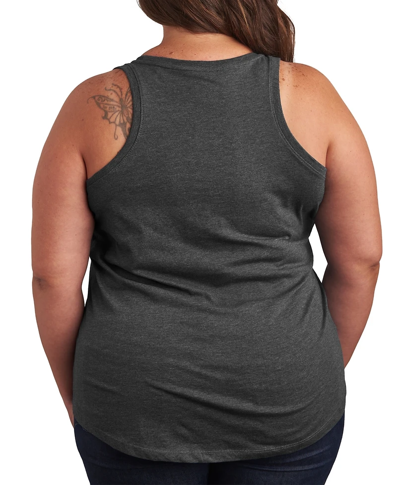 Hybrid Apparel Plus Size Instant Message Red White Blue Lips Racerback Graphic Tank Top