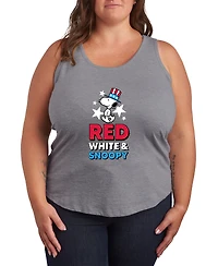 Hybrid Apparel Plus Peanuts Red White Snoopy Racerback Graphic Tank Top