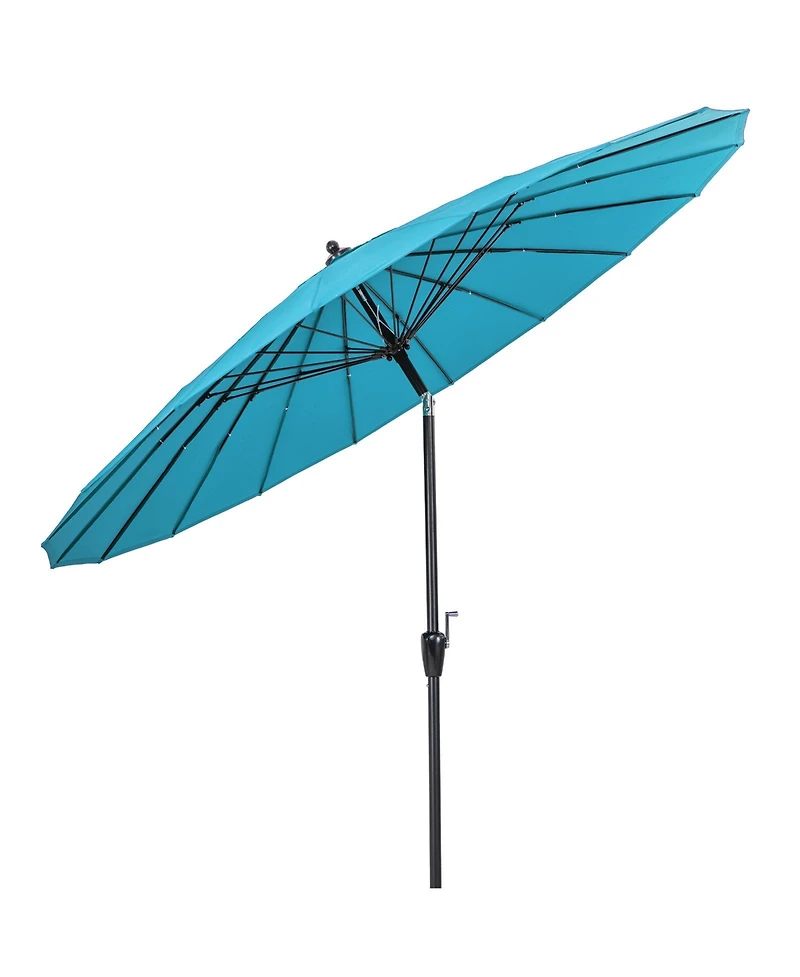 Gouun Round Patio Umbrella with 18 Fiberglass Ribs, Push Button Tilt and Crank