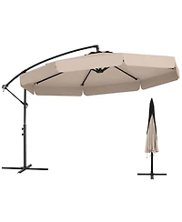 Gouun 10 ft Patio Cantilever Umbrella with Protective Cover, Tilt and Ruffled Edge