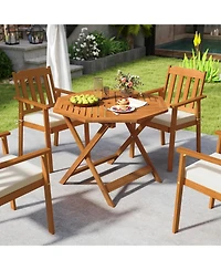 Gouun Octagonal Solid Wood Patio Table with Umbrella Hole