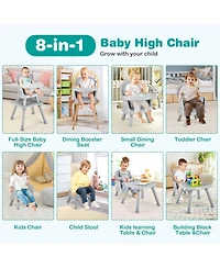 Gouun Baby 8-in-1 Convertible High Chair with Removable Tray