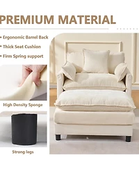 Rainsken Oversized Armchair with Ottoman, 39.4" Modern Accent Chair, Chenille Upholstered Reading 350 lbs Capacity for Living Room