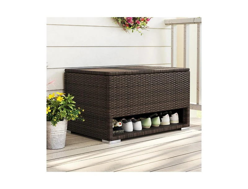 sumyeg Pe Rattan Storage Bin with Waterproof Liner for Patio Cushions