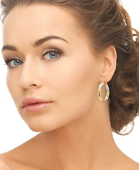 Macy's 14k Gold Plated Brass Tri-Color Pear Shape Hoop Earrings