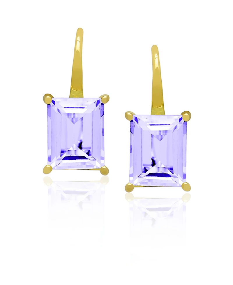 Macy's Genuine Blue Topaz Emerald-Cut Drop Earrings (6-3/8 ct. t.w.) 14k Gold Over Sterling Silver