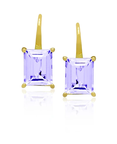 Macy's Genuine Blue Topaz Emerald-Cut Drop Earrings (6-3/8 ct. t.w.) 14k Gold Over Sterling Silver