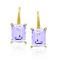Macy's Genuine Blue Topaz Emerald-Cut Drop Earrings (6-3/8 ct. t.w.) 14k Gold Over Sterling Silver