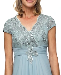 Alex Evenings Women's Embellished Short-Sleeve Gown