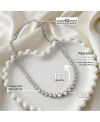 Sterling Silver Cubic Zirconia Graduated-Size Tennis Chain Anniversary Necklace