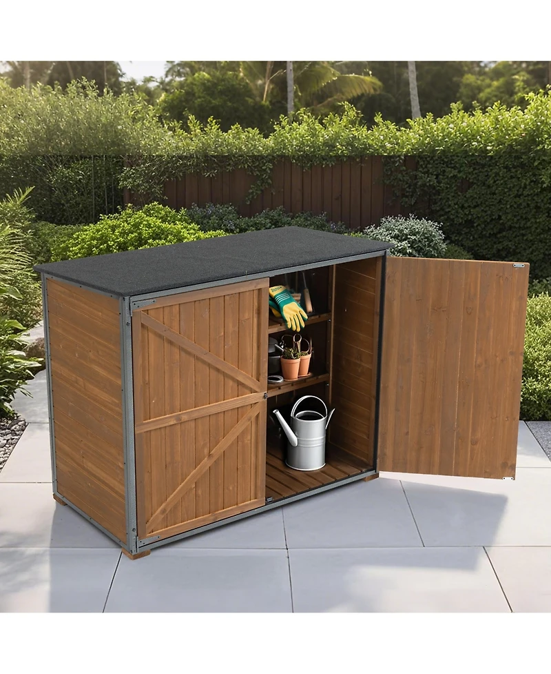 Sumyeg Outdoor Storage Cabinet 50.4"L X 26.8"W X 41"H, Garden Shed Tool Shed with Metal Frame