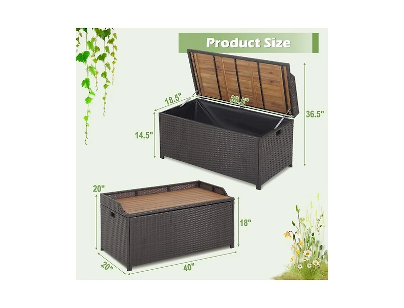 sumyeg 45 Gallon Outdoor Storage Bench with Zippered Liner