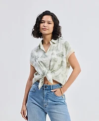 Reistor Women's Relaxed-fit Button-down Shirt Animal print