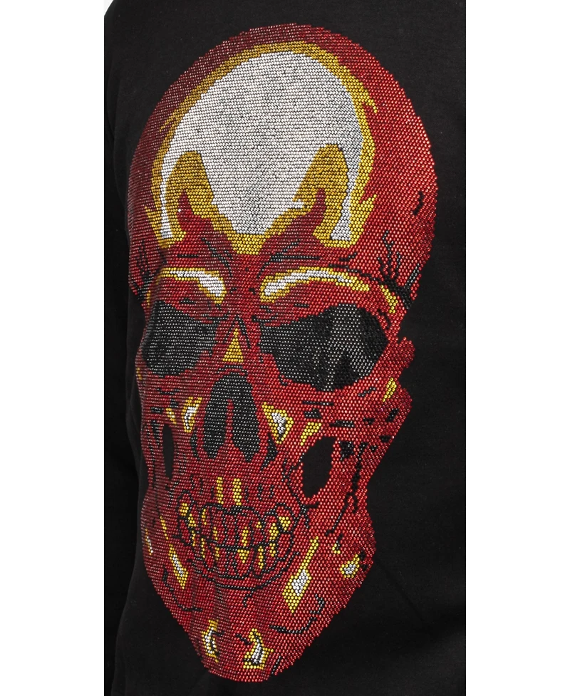 Spring + Mercer Men's Rinestone Embellished Skull Pullover Hoodie