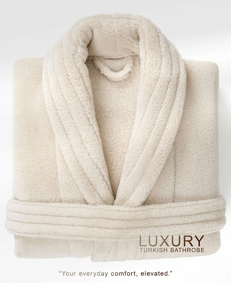 American Soft Linen Unisex Luxury Hotel Spa Warm Shawl Collar Plush Fleece Bath Robe