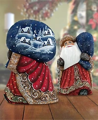 G.DeBrekht Woodcarved and Hand Painted Santa Yuletide Village Visitor with Bag Figurine