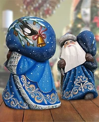 G.DeBrekht Woodcarved and Hand Painted Santa Midnight Yuletide Chorus with Bag Figurine