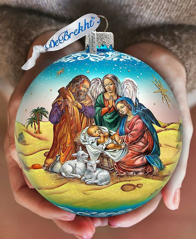 G.DeBrekht Limited Edition Nativity Ball In Blue Glass Ornament
