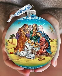 G.DeBrekht Limited Edition Nativity Ball In Blue Glass Ornament
