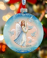 G.DeBrekht Angel Doves Ball Glass Ornament