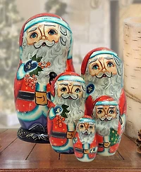G.DeBrekht 5-Piece Birdy Santa Russian Matryoshka Nested Doll Set