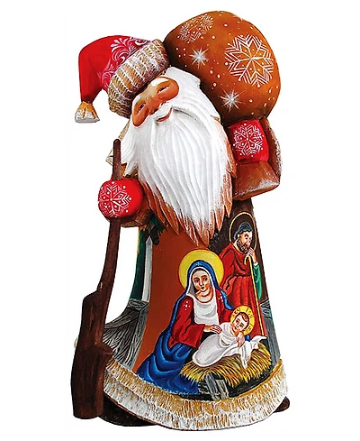 G.DeBrekht Woodcarved Hand Painted Nativity Santa Figurine