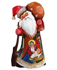 G.DeBrekht Woodcarved Hand Painted Nativity Santa Figurine