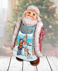 G.DeBrekht Scenic Santa with Child and Dog Making Snowman Figurine