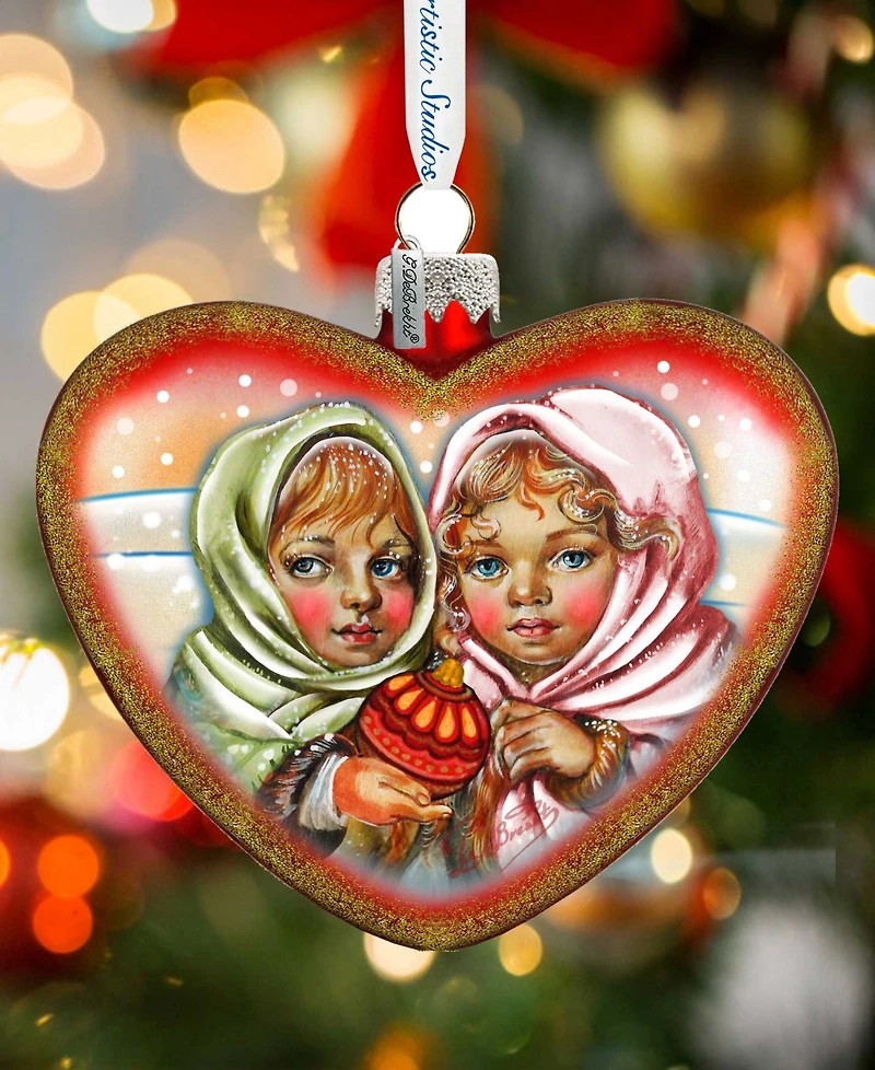 G.DeBrekht Remembering Friends Hart Glass Ornament