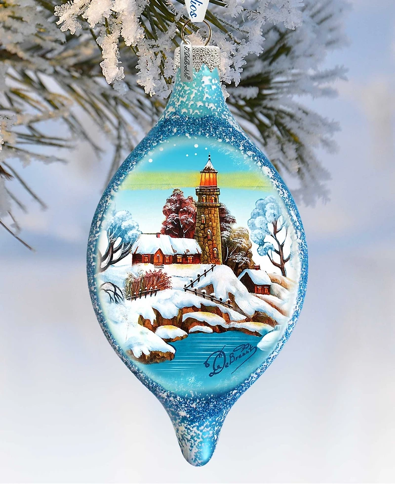 G.DeBrekht Lighthouse Glass Ornament Holiday Splendor