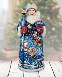 G.DeBrekht Woodcarved and Hand Painted Sleigh Ride Santa Claus Figurine