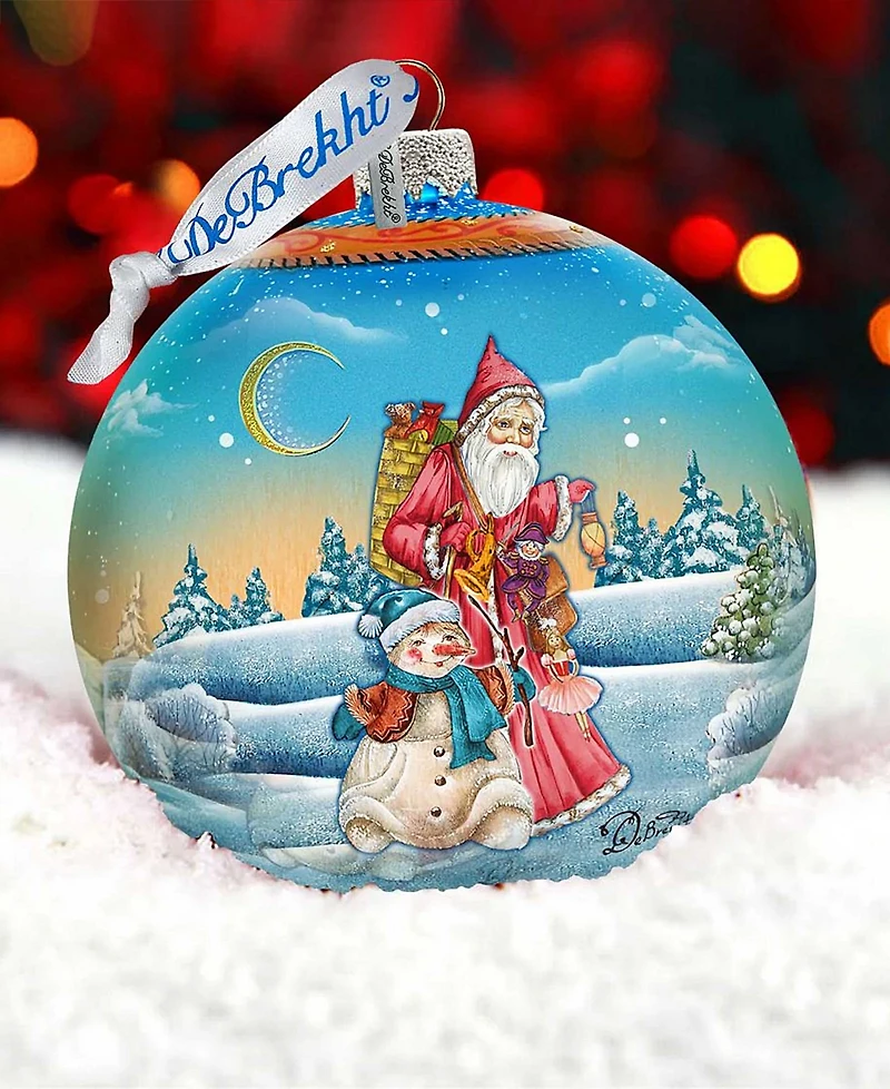 G.DeBrekht Limited Edition Oversized Winter Village Christmas Ball Glass Ornament