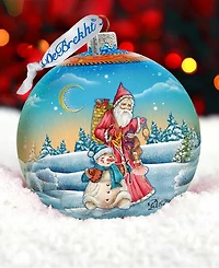 G.DeBrekht Limited Edition Oversized Winter Village Christmas Ball Glass Ornament