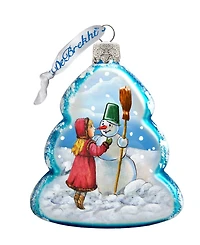 G.DeBrekht Playing Snowman Glass Ornament