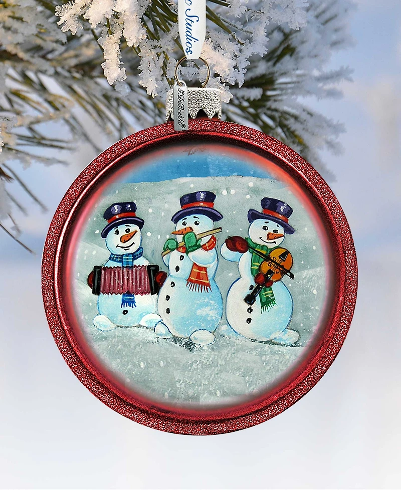 G.DeBrekht Snowmen C Ball Glass Ornament
