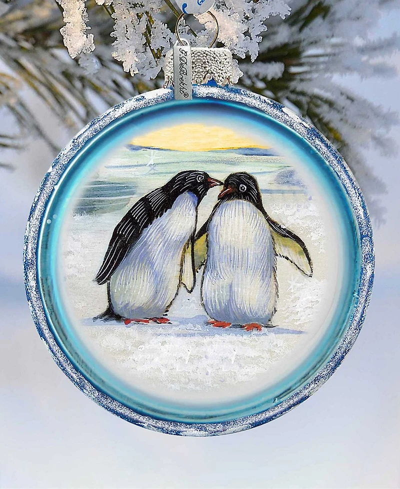G.DeBrekht Penguins C Ball Glass Ornament