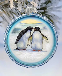 G.DeBrekht Penguins C Ball Glass Ornament