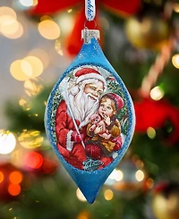 G.DeBrekht Teddy Bear Santa Drop Glass Ornament