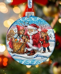 G.DeBrekht Oversized Retro Christmas Ball In Blue Glass Ornament